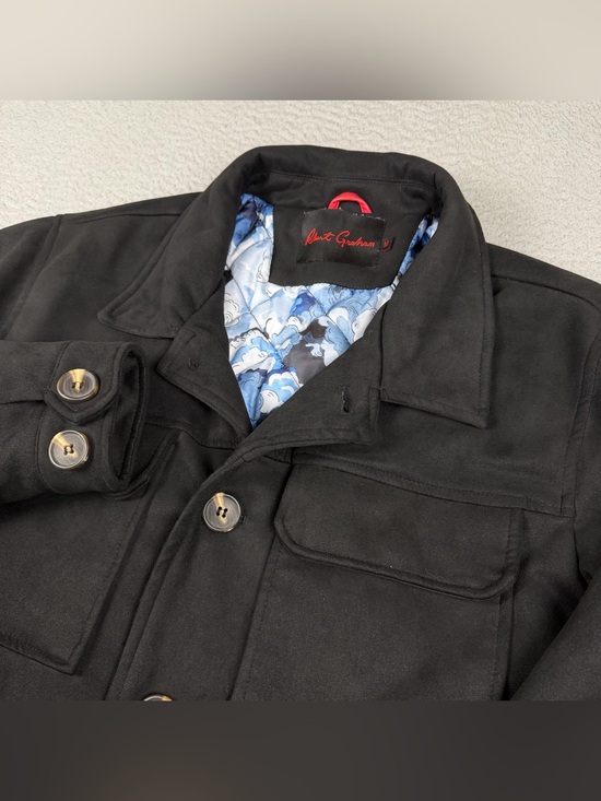 Robert Graham Other - Robert Graham Jacket Mens Medium Black Suede Quilted Lined Button Pockets